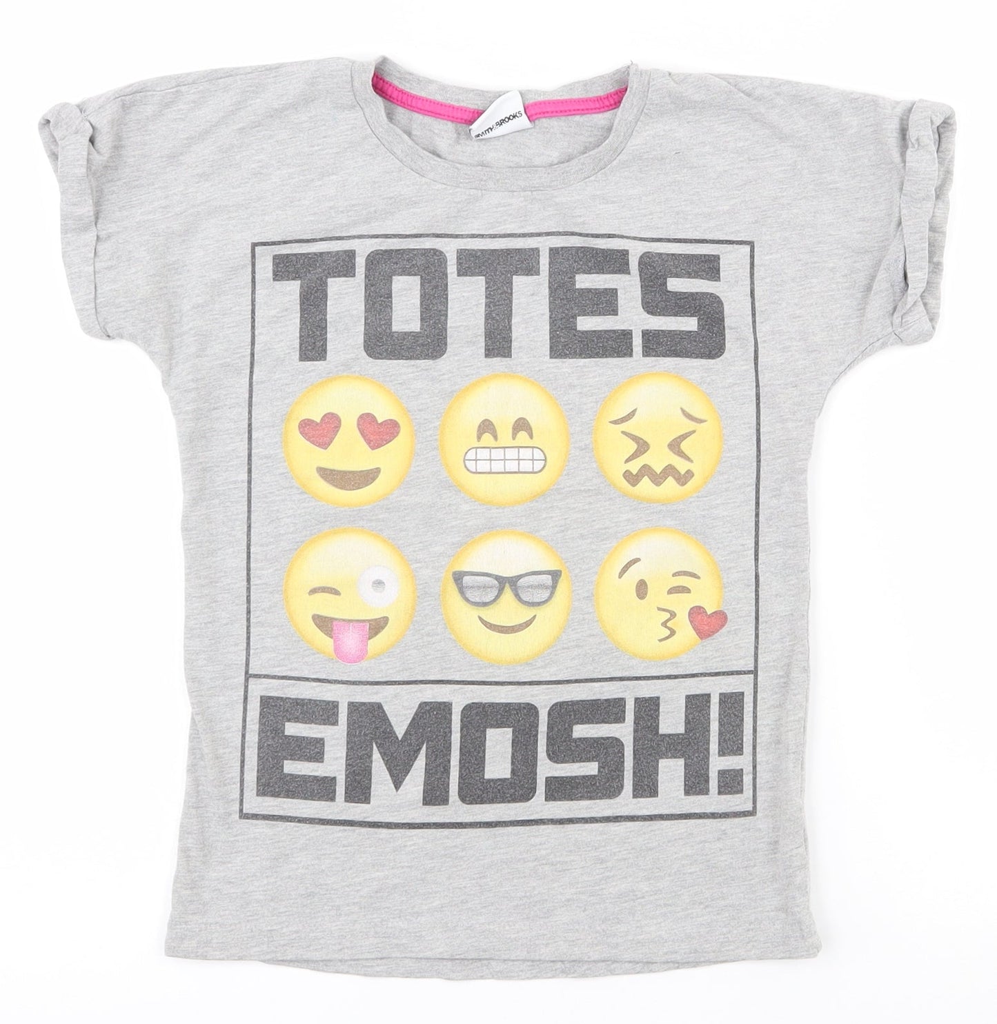 smith & brooks Girls Grey  Cork Pullover T-Shirt Size 9-10 Years Crew Neck Pullover