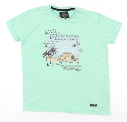THREADBOYS Boys Green  100% Cotton Pullover T-Shirt Size 9-10 Years Crew Neck Pullover