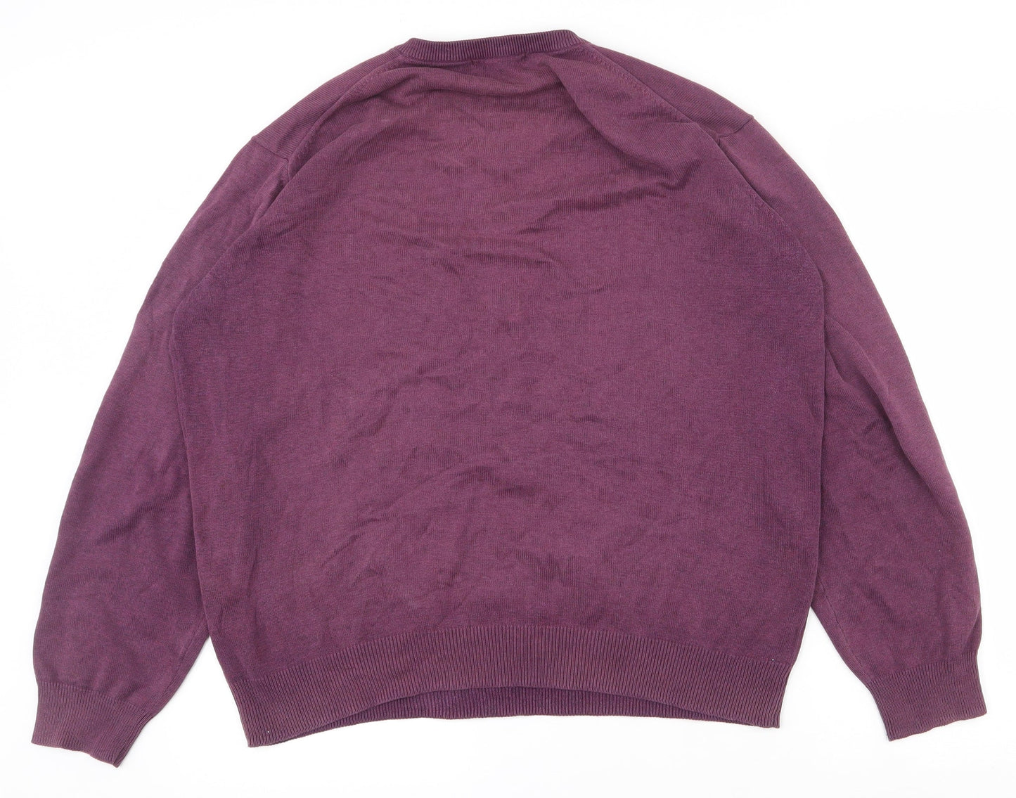 Dunnes Stores Mens Purple V-Neck  Cotton Pullover Jumper Size L