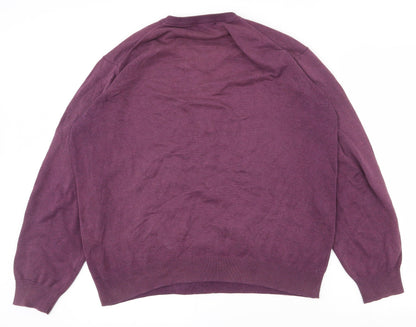 Dunnes Stores Mens Purple V-Neck  Cotton Pullover Jumper Size L