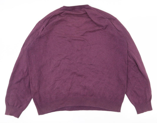 Dunnes Stores Mens Purple V-Neck  Cotton Pullover Jumper Size L