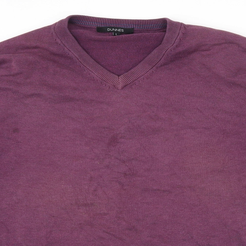 Dunnes Stores Mens Purple V-Neck  Cotton Pullover Jumper Size L