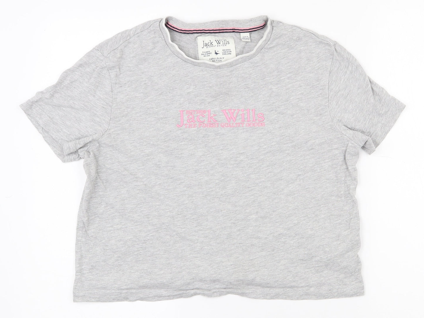 Womens UK Size 8 Jack Wills Grey Basic T-Shirt