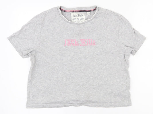 Womens UK Size 8 Jack Wills Grey Basic T-Shirt