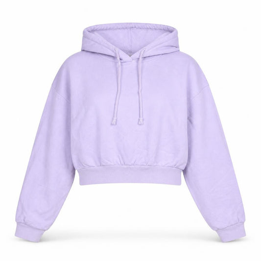 Front view of ASOS women’s purple viscose pullover hoodie, size UK 12, pullover
