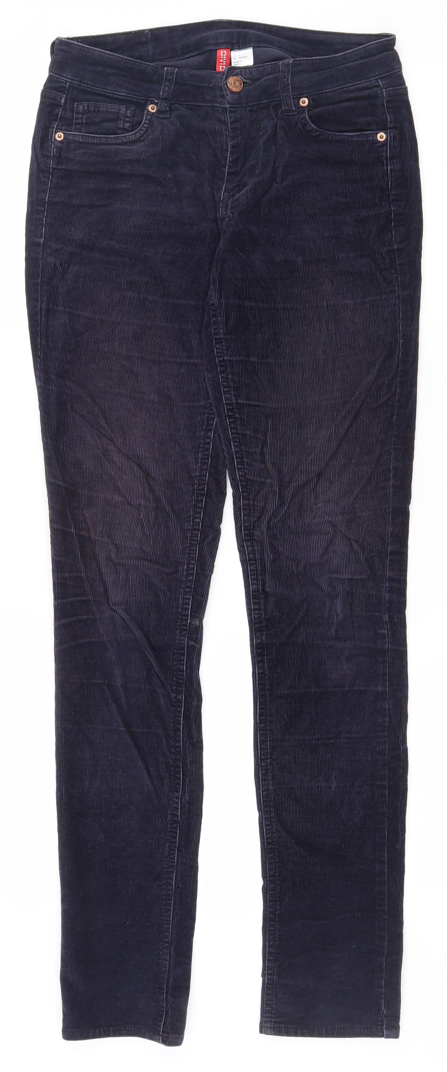 H&M Womens Blue  Cotton Skinny Jeans Size 6 L30.5 in Regular Zip