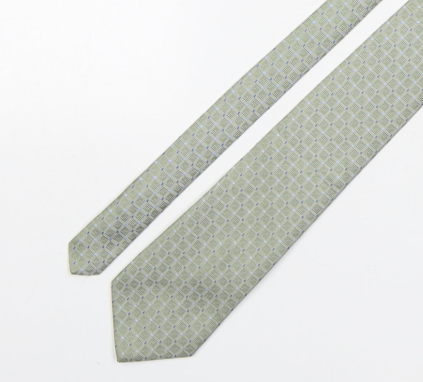 Marks and Spencer Mens Green Plaids & Checks Silk Pointed Tie One Size