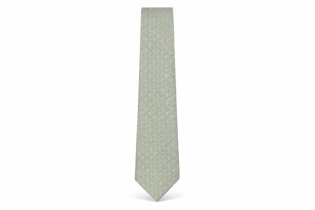 Front view of Marks & Spencer men’s green plaids & checks silk pointed tie one size