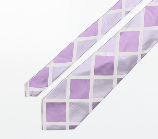 George Mens Purple Plaids & Checks Silk Pointed Tie One Size