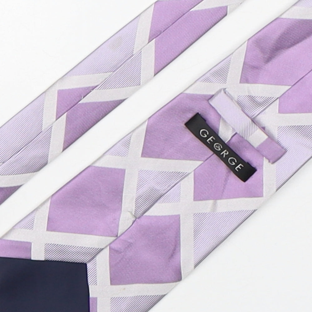 Mens George Purple Plaids & Checks  Pointed Tie