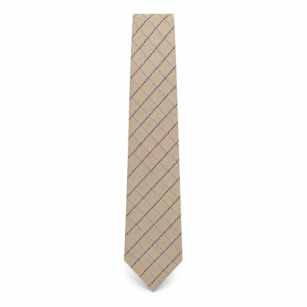 Mens Soprano Beige Plaids & Checks  Pointed Tie