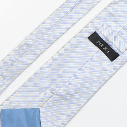 NEXT Mens Blue Plaids & Checks Silk Pointed Tie One Size