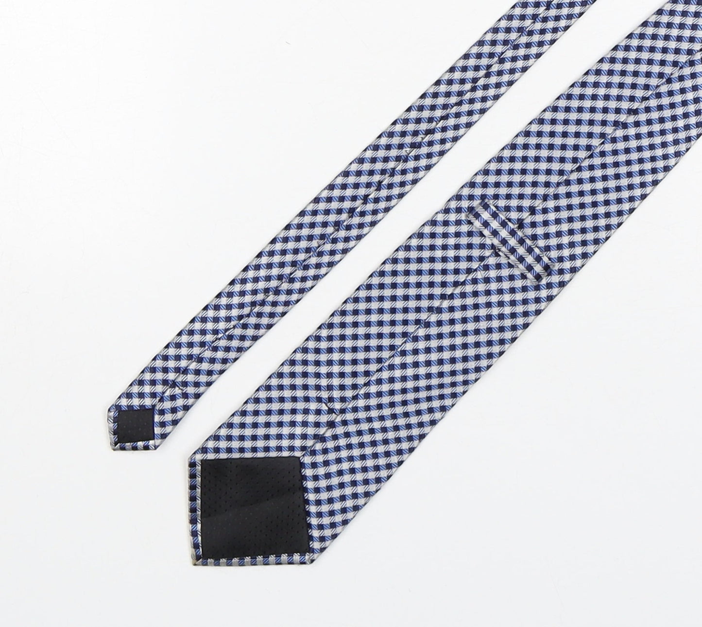 PreWorn  Mens Blue Plaids & Checks Polyester Pointed Tie One Size