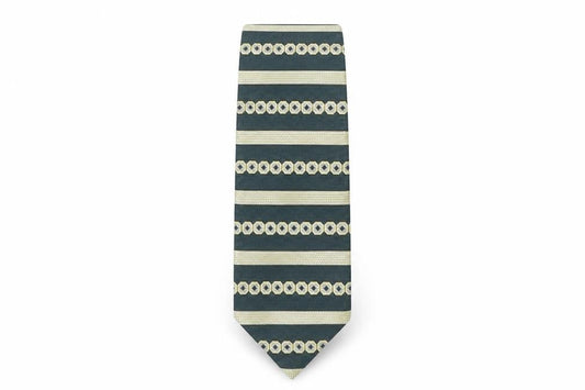 Front view of Burton men’s multicoloured striped polyester pointed tie one size