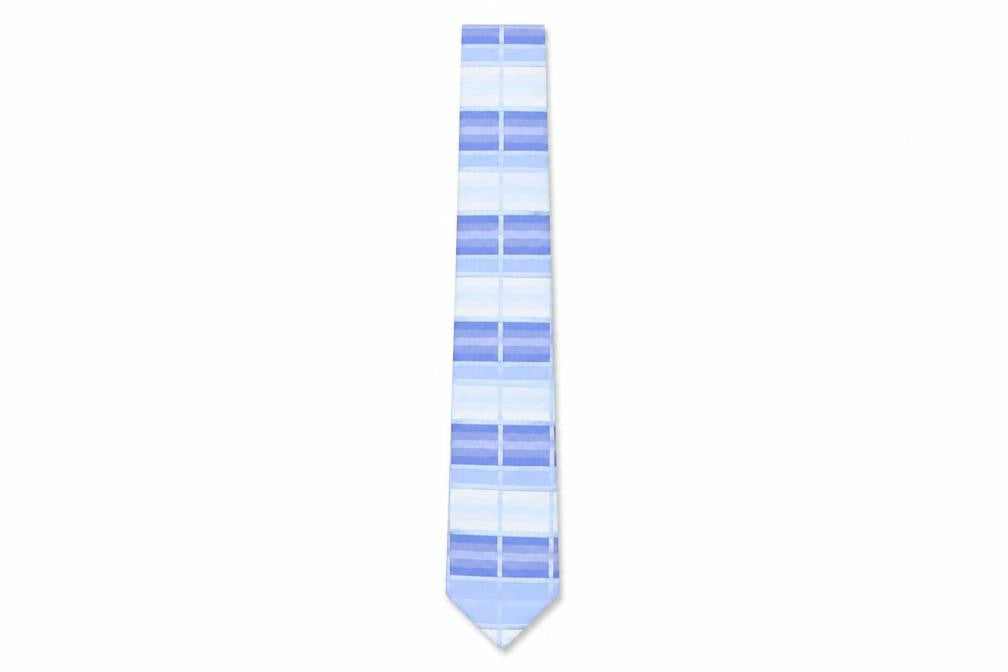 Mens Fellini Blue Plaids & Checks  Pointed Tie