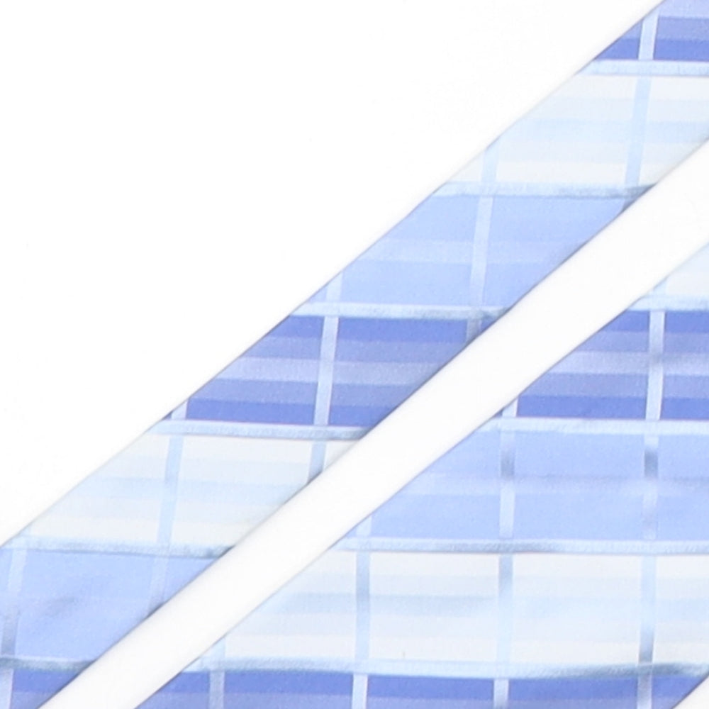 Mens Fellini Blue Plaids & Checks  Pointed Tie