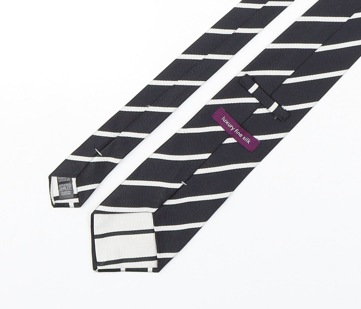 Marks and Spencer Mens Multicoloured Striped Silk Pointed Tie One Size