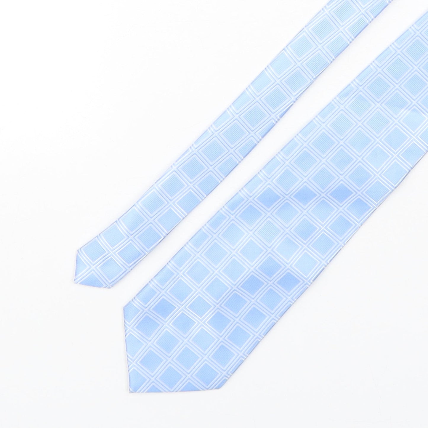 NEXT Mens Blue Plaids & Checks Polyester Pointed Tie One Size