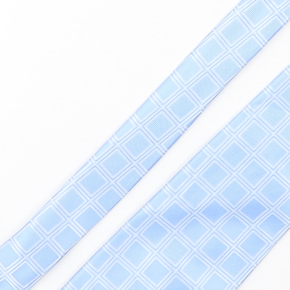 NEXT Mens Blue Plaids & Checks Polyester Pointed Tie One Size