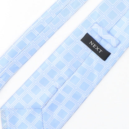 NEXT Mens Blue Plaids & Checks Polyester Pointed Tie One Size