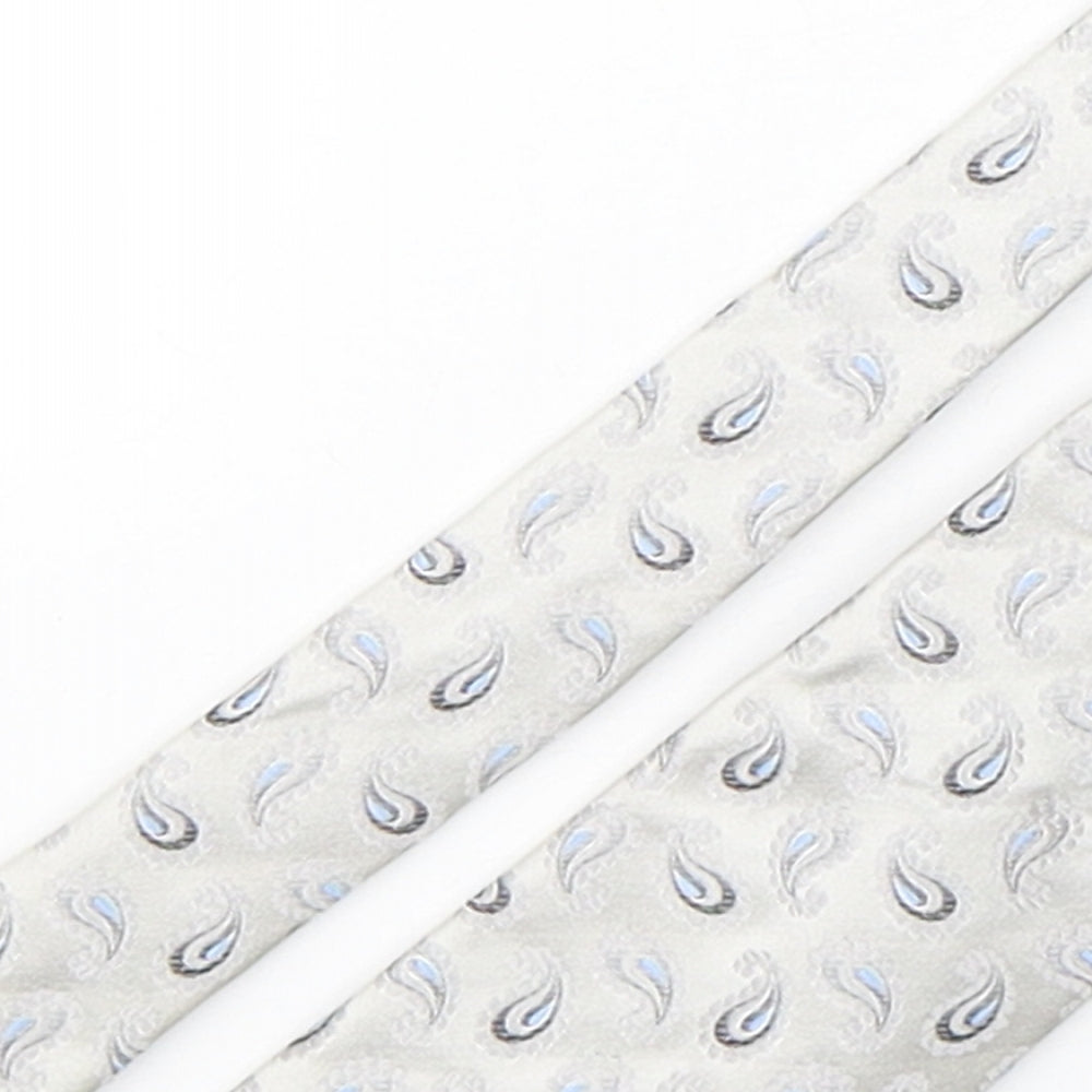 Christensen Mens Silver Paisley Silk Pointed Tie One Size