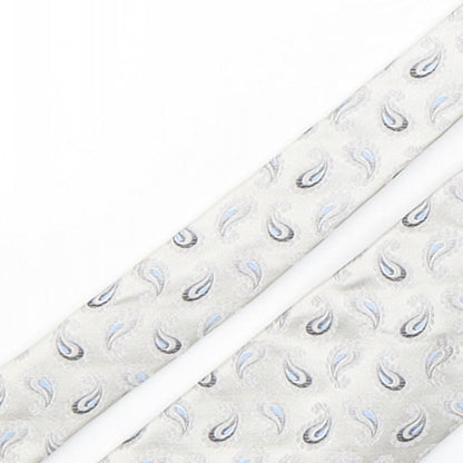 Christensen Mens Silver Paisley Silk Pointed Tie One Size