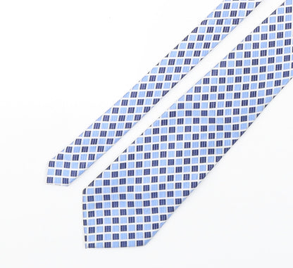John Curtis  Mens Blue Plaids & Checks Polyester Pointed Tie One Size