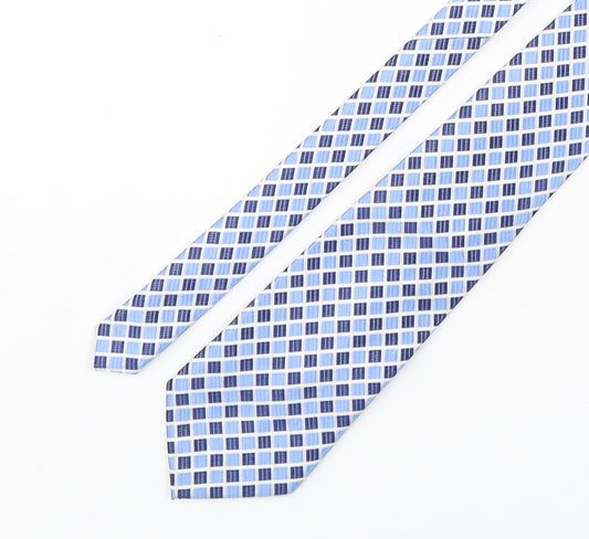 John Curtis  Mens Blue Plaids & Checks Polyester Pointed Tie One Size