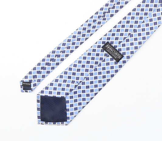 John Curtis  Mens Blue Plaids & Checks Polyester Pointed Tie One Size
