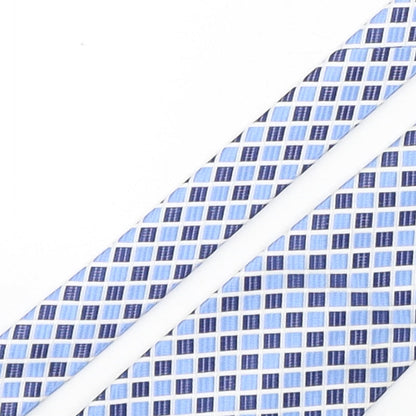 John Curtis  Mens Blue Plaids & Checks Polyester Pointed Tie One Size