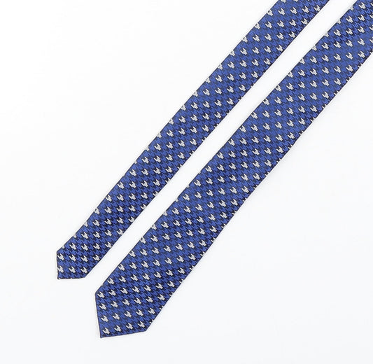 Marks and Spencer Mens Blue Geometric Polyester Pointed Tie One Size