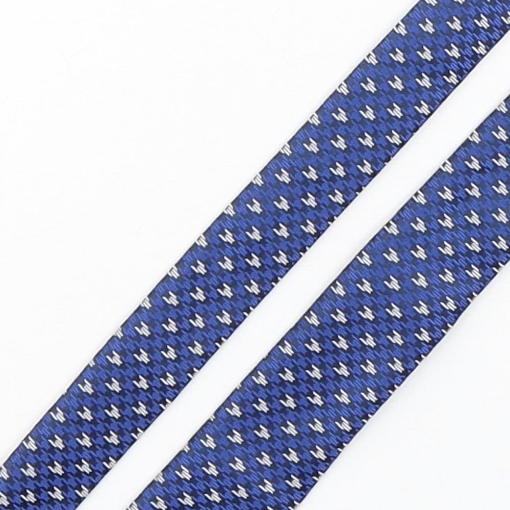 Marks and Spencer Mens Blue Geometric Polyester Pointed Tie One Size