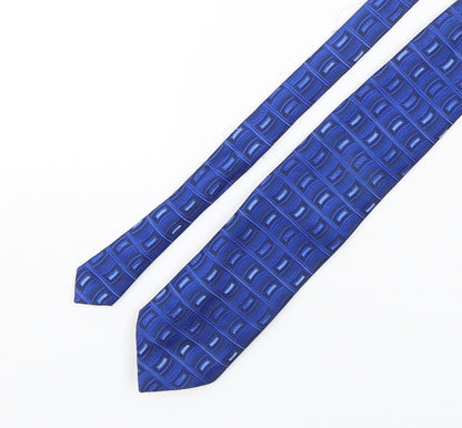 Mens BHS Blue Geometric  Pointed Tie