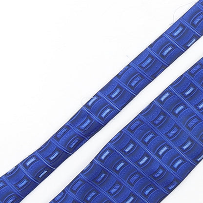Mens BHS Blue Geometric  Pointed Tie