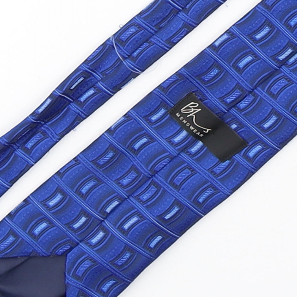 Mens BHS Blue Geometric  Pointed Tie