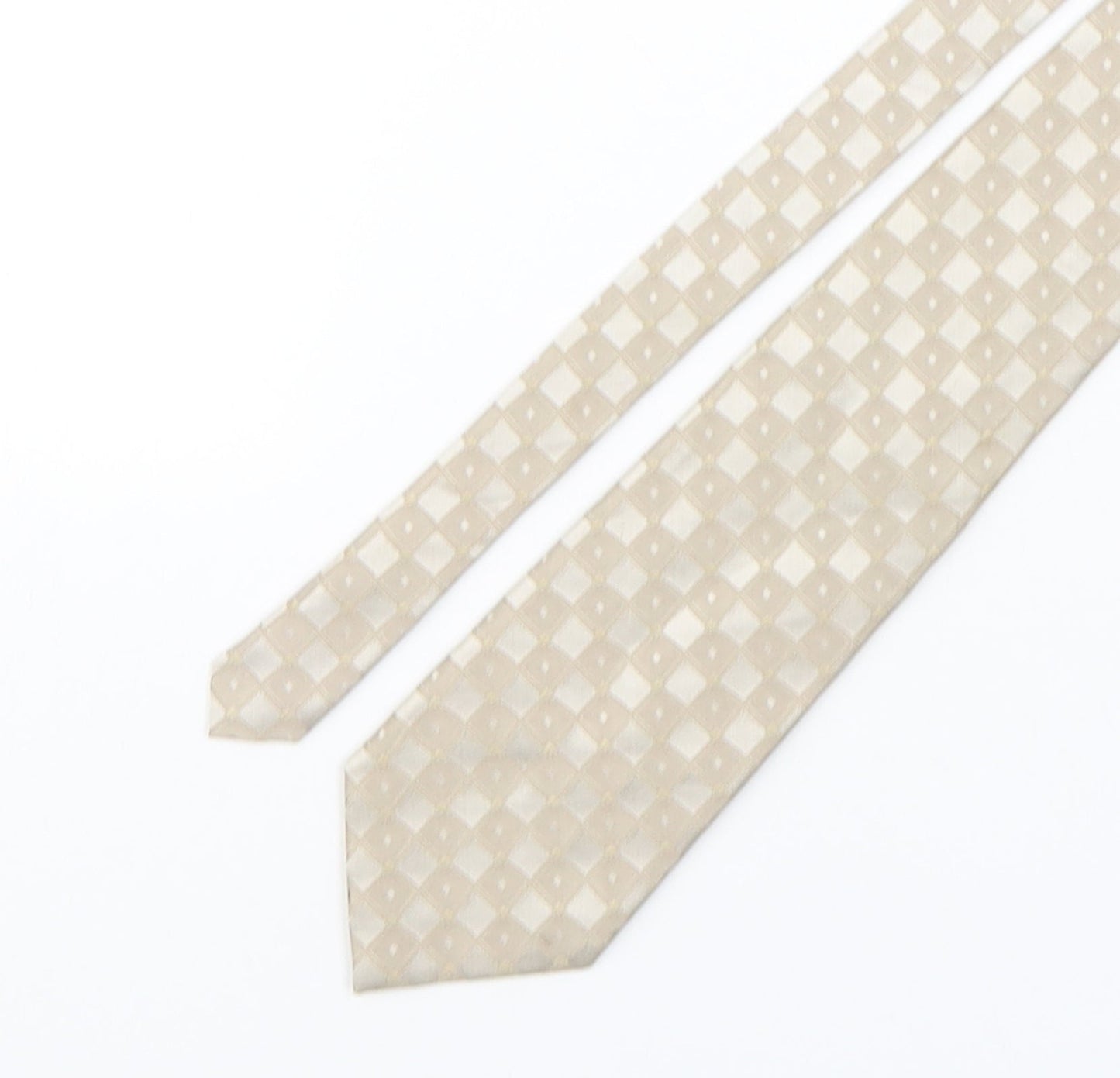 Mens Copperstone Beige Plaids & Checks  Pointed Tie
