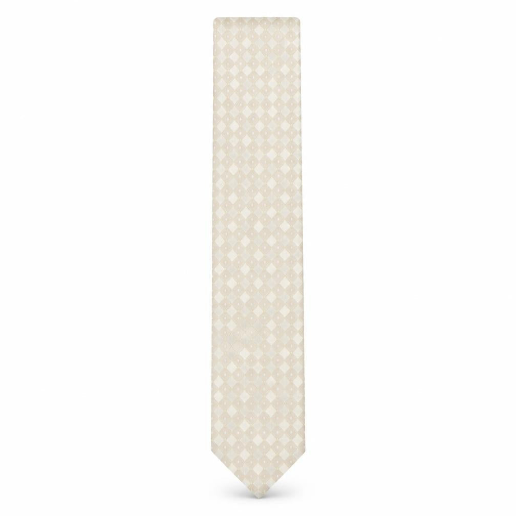Front view of Copperstone men’s beige plaids & checks silk pointed tie one size