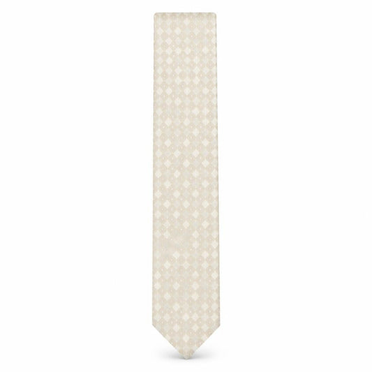 Front view of Copperstone men’s beige plaids & checks silk pointed tie one size