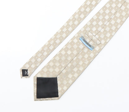 Mens Copperstone Beige Plaids & Checks  Pointed Tie