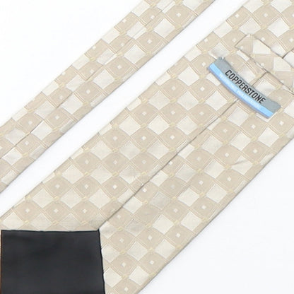 Mens Copperstone Beige Plaids & Checks  Pointed Tie