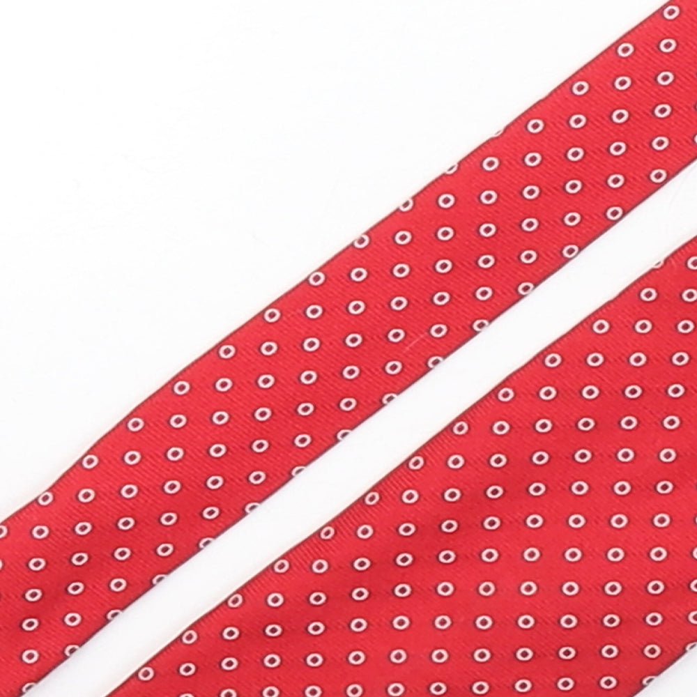 Marks and Spencer Mens Red Polka Dot Silk Pointed Tie One Size
