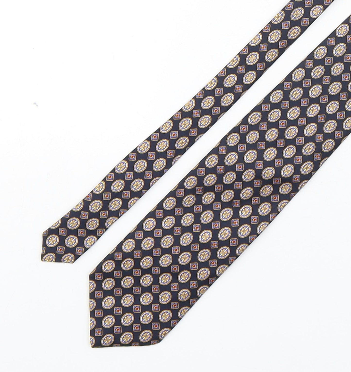 Christian Tyler  Mens Multicoloured Geometric Silk Pointed Tie One Size