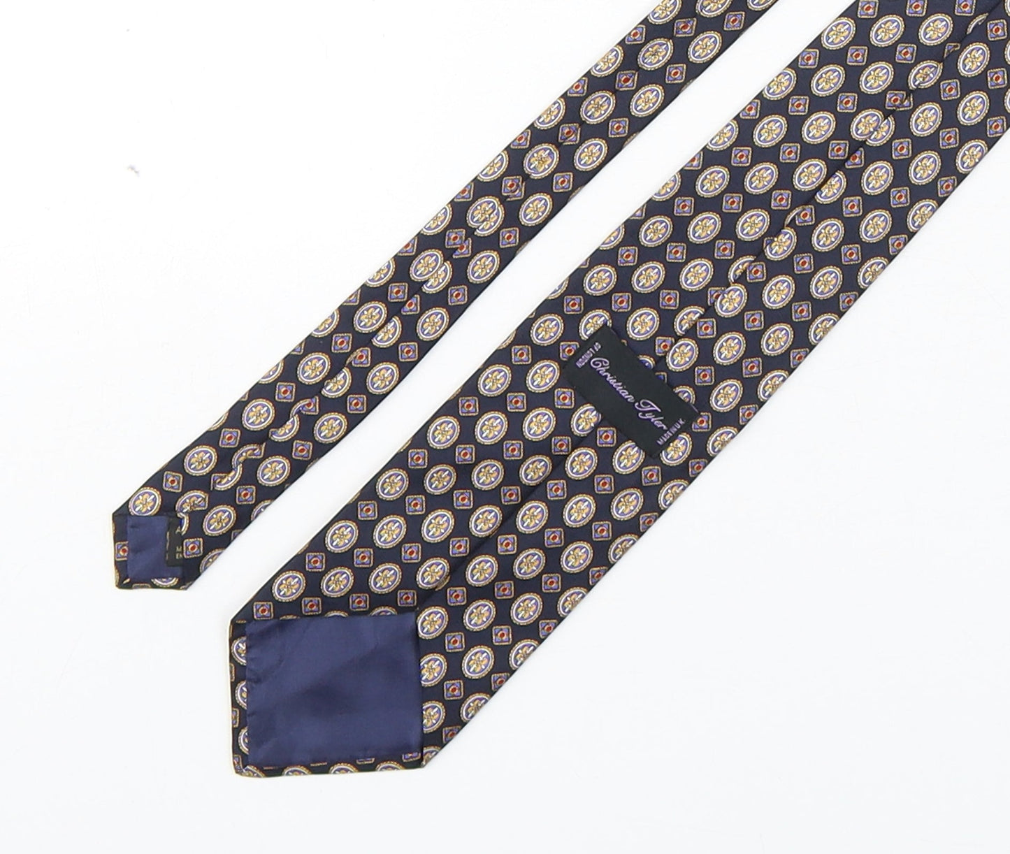 Christian Tyler  Mens Multicoloured Geometric Silk Pointed Tie One Size