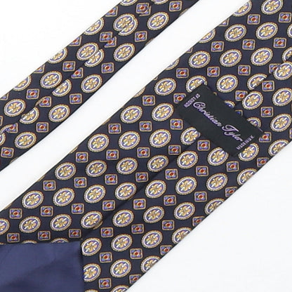 Christian Tyler  Mens Multicoloured Geometric Silk Pointed Tie One Size
