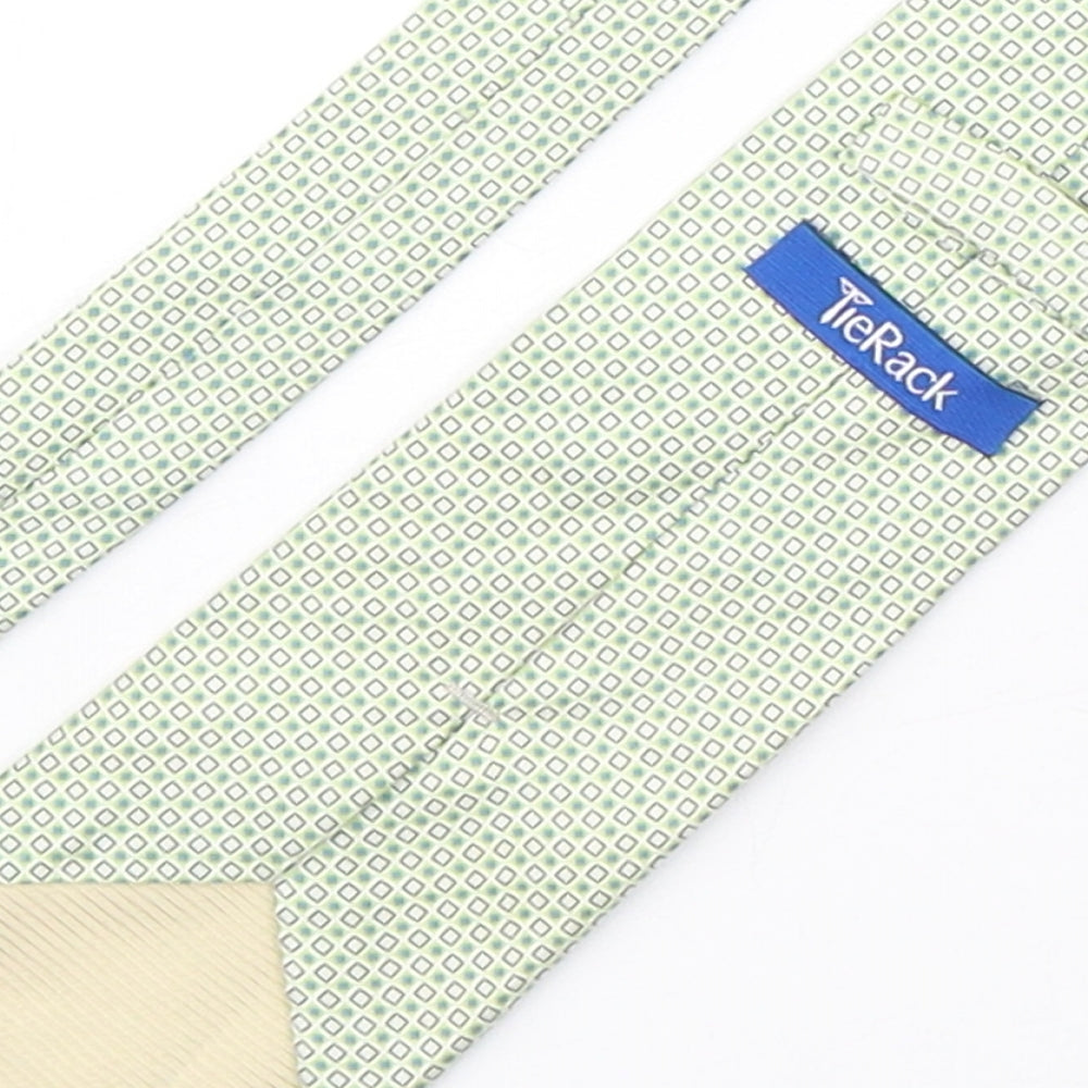 Tie Rack Mens Green Geometric Silk Pointed Tie One Size