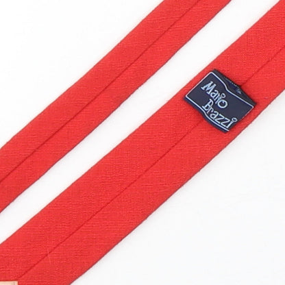 Brand and care label for Mario Brazzi men’s red wool pointed tie one size