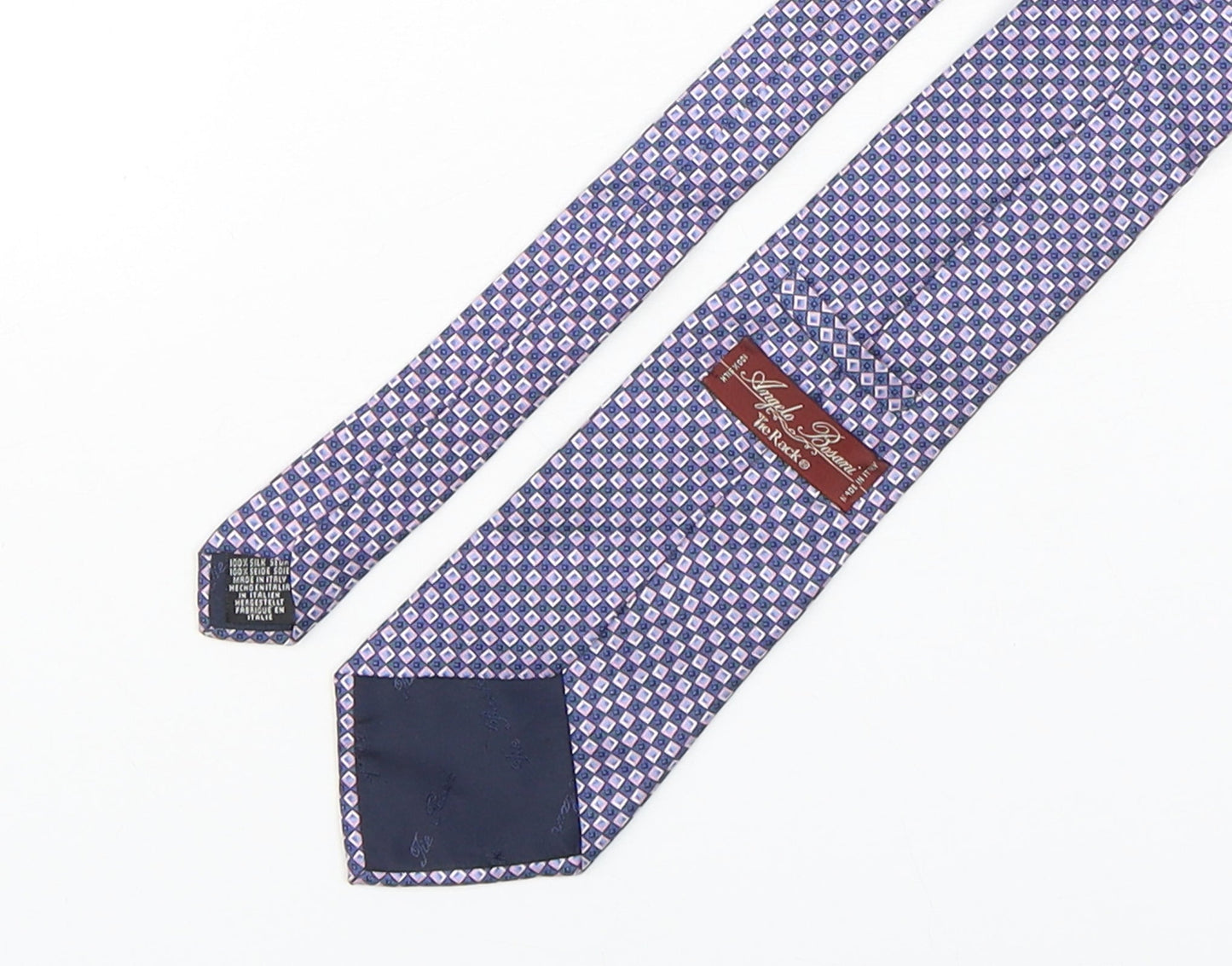 Angelo Bosani Mens Multicoloured Geometric Silk Pointed Tie One Size