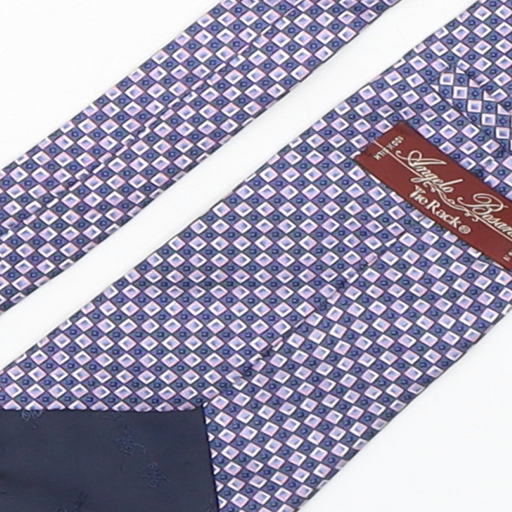 Angelo Bosani Mens Multicoloured Geometric Silk Pointed Tie One Size