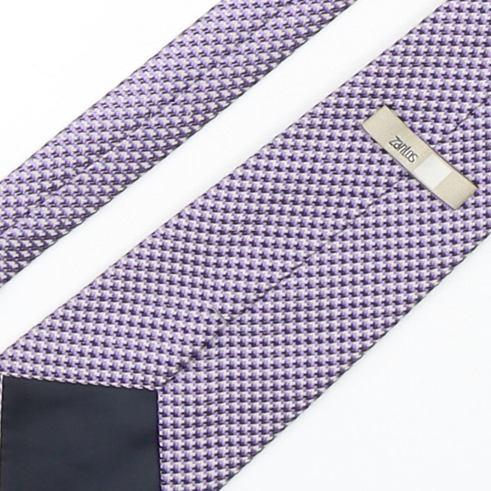 Zantos Mens Purple Plaids & Checks Polyester Pointed Tie One Size