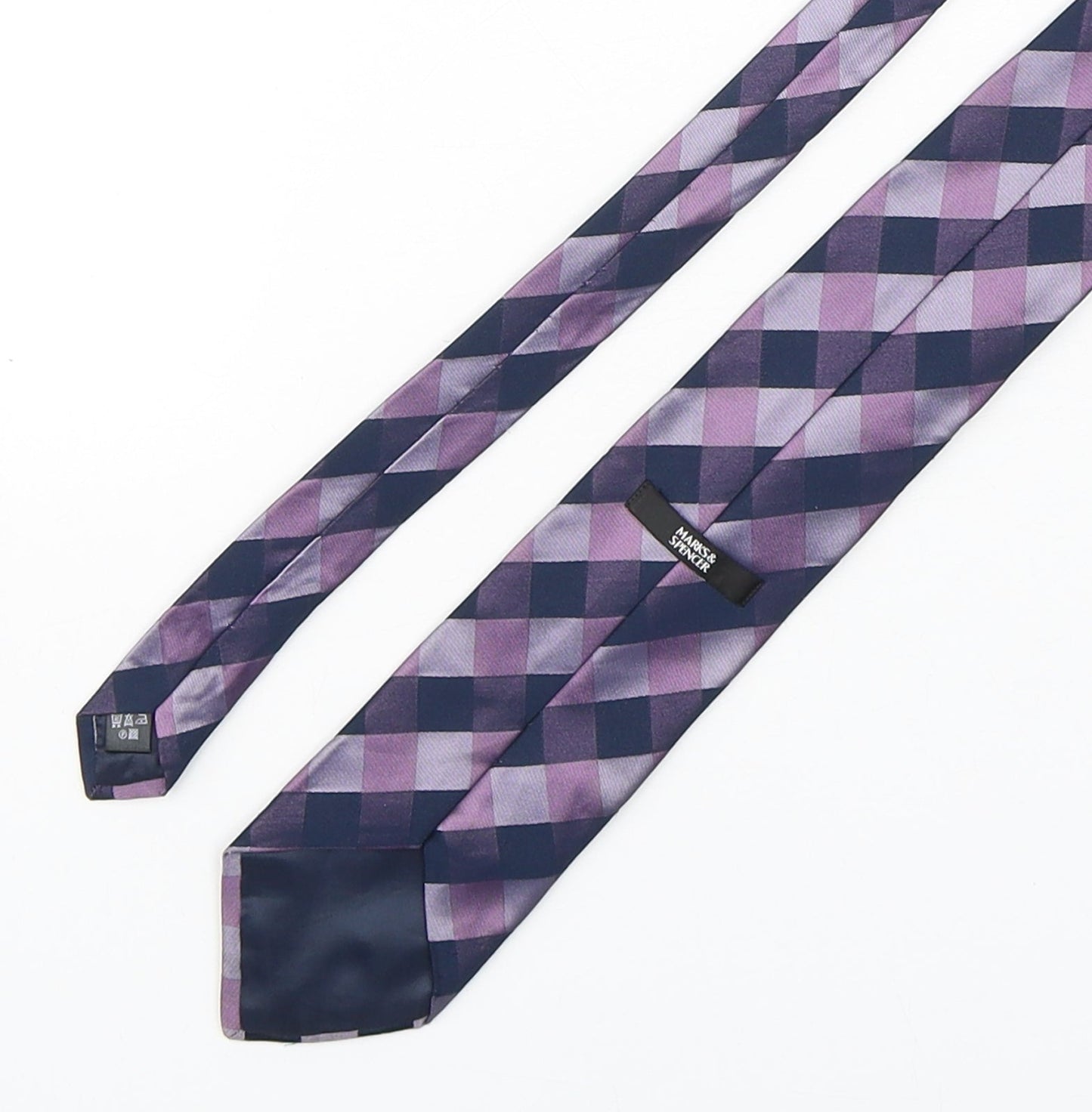 Marks and Spencer Mens Multicoloured Plaids & Checks Polyester Pointed Tie One Size